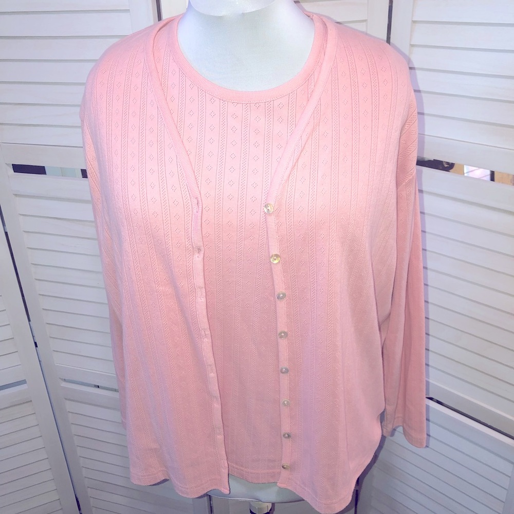 SOLD*** NOT FOR SALE*** Karen Scott II cotton pink sweater vest tank top sleeve - Picture 1 of 10